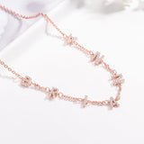 Zircon Necklace Stainless Steel Crystal Name Pendant Chain