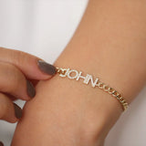 Nameplate Diamond Cuban Chain Bracelet Personalized Stainless Steel Jewelry