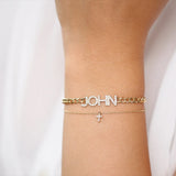 Nameplate Diamond Cuban Chain Bracelet Personalized Stainless Steel Jewelry