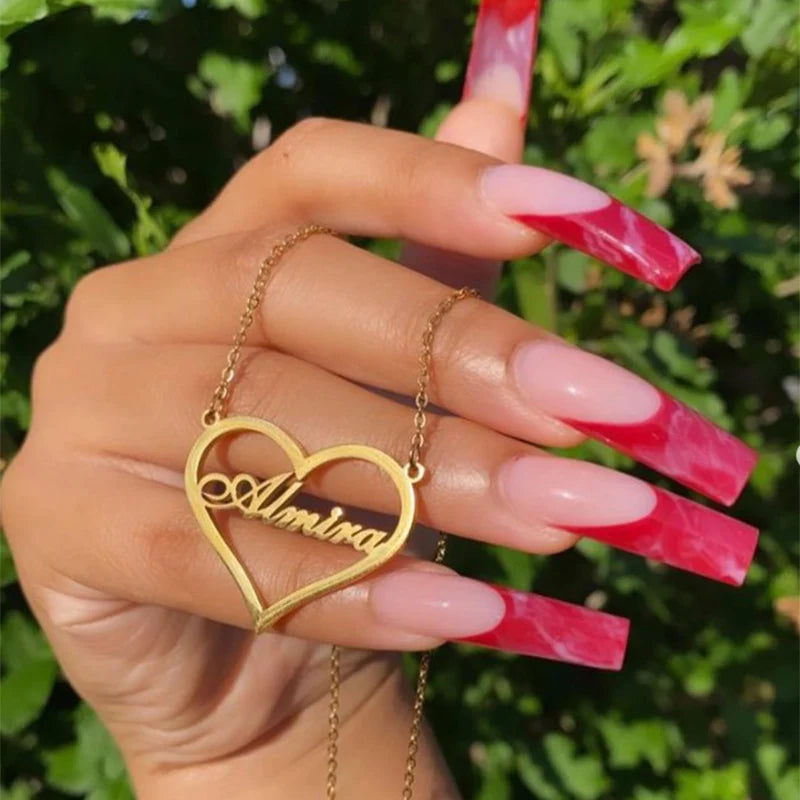 Personalized Heart Name Necklace Women Jewelry Gift