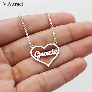 Personalized Heart Name Necklace Women Jewelry Gift