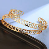 Custom Rose Heart Name Bracelet Personalized Stainless Steel Jewelry