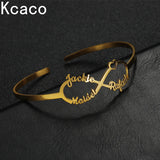 Personalized Family Name Bracelet Cuff Bangle Stainless Steel Jewelry