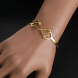 Personalized Family Name Bracelet Cuff Bangle Stainless Steel Jewelry