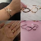 Personalized Family Name Bracelet Cuff Bangle Stainless Steel Jewelry