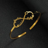 Personalized Family Name Bracelet Cuff Bangle Stainless Steel Jewelry