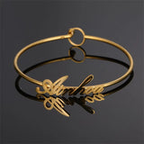 Personalized Nameplate Bracelet Customized Bangles Silver Stainless Steel