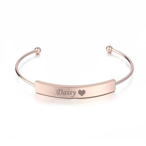 Nameplate Name Bracelet Stainless Steel Adjustable Bracelet Cuff Bangles