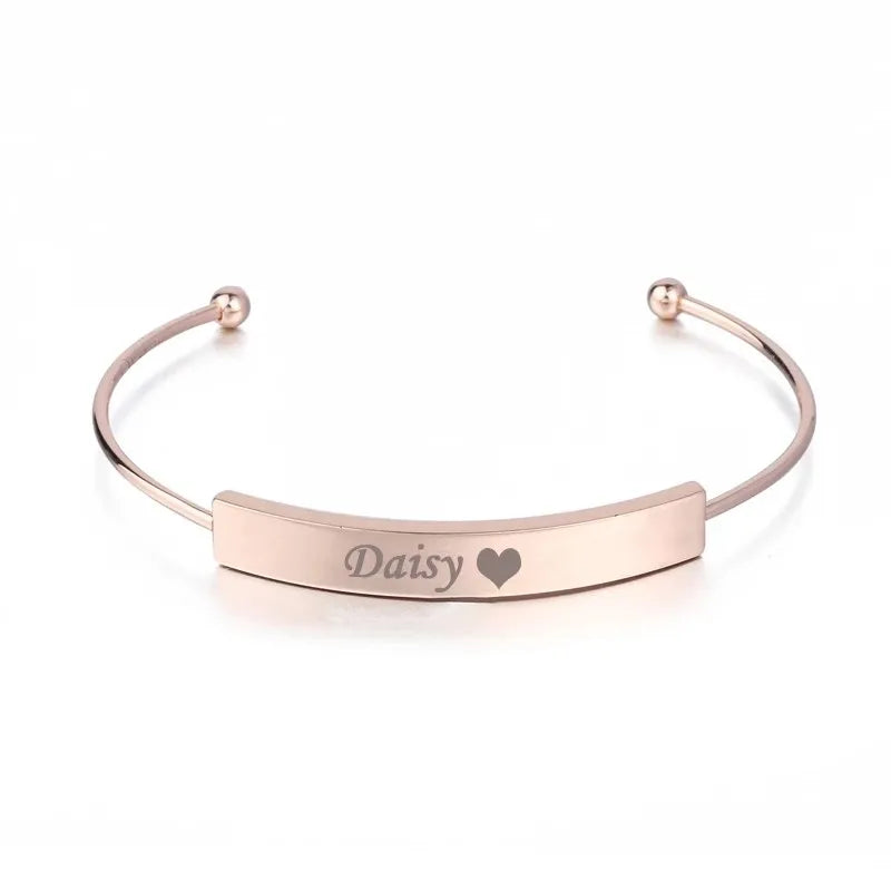 Nameplate Name Bracelet Stainless Steel Adjustable Bracelet Cuff Bangles