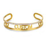 Zircon Paved Nameplate Bracelet Stainless Steel Jewelry