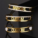 Zircon Paved Nameplate Bracelet Stainless Steel Jewelry