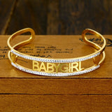 Zircon Paved Nameplate Bracelet Stainless Steel Jewelry