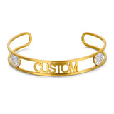 Zircon Paved Nameplate Bracelet Stainless Steel Jewelry