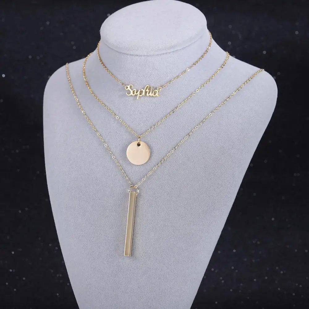 Vintage Coin Necklace Bar Necklace Multiple Layers Boho Jewelry