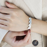 Personalized Heart Bracelet Stainless Steel Engraved Names Adjustable Bangle