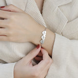 Personalized Heart Bracelet Stainless Steel Engraved Names Adjustable Bangle