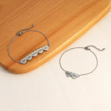 Personalized Heart Bracelet Stainless Steel Engraved Names Adjustable Bangle
