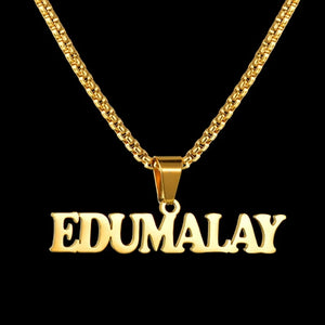 Personalized Name Necklace Stainless Steel Square Pearl Chain