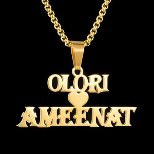 Personalized Name Necklace Stainless Steel Square Pearl Chain