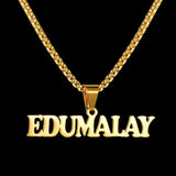 Personalized Name Necklace Stainless Steel Square Pearl Chain