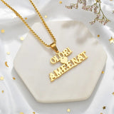 Personalized Name Necklace Stainless Steel Square Pearl Chain