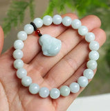 8mm Bead Pig Pixiu Bracelet Elastic Bangle Hand-Carved Woman Amulet