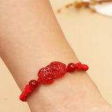 Natural Agate Jade Money Pixiu Beads Bracelet Necklace