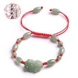 Natural Burma Emerald Pixiu Bracelet Anklet Hand Knotting Woman Amulet