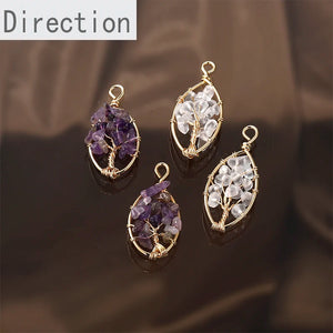 Natural Crystal Gravel Life Tree Fortune Tree Pendant DIY