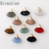 Natural Crystal Stone Fan-shaped Pendant DIY Necklace Bracelet Accessory