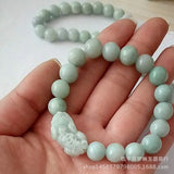 Emerald 10MM Beads Pixiu Bracelet Necklace Set