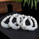 Emerald Pixiu Beads Bracelet Adjustable Bangle Hand-Carved Amulet