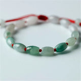 Emerald Rice Beads Hand Knotting Bracelet Jade Round Necklace