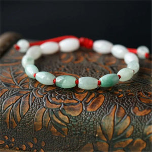 Emerald Rice Beads Hand Knotting Bracelet Jade Round Necklace
