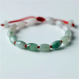 Emerald Rice Beads Hand Knotting Bracelet Jade Round Necklace