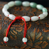 Emerald Rice Beads Hand Knotting Bracelet Jade Round Necklace