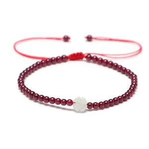 Garnet Jade Emerald Beads Elastic Bracelet Necklace Luck Amulet