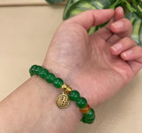 Green Jade Agate Carving Beads Bracelet Necklace for Good Luck