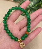 Green Jade Agate Carving Beads Bracelet Necklace for Good Luck