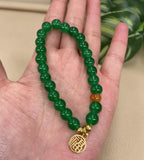 Green Jade Agate Carving Beads Bracelet Necklace for Good Luck