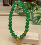 Green Jade Agate Carving Beads Bracelet Necklace for Good Luck