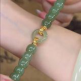 Natural Hotan Jade Abacus Beads Elastic Bracelet Necklace