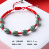 Jade Emerald 6*9mm Beads Hand Knotted Bracelet Adjustable Bangle Charm