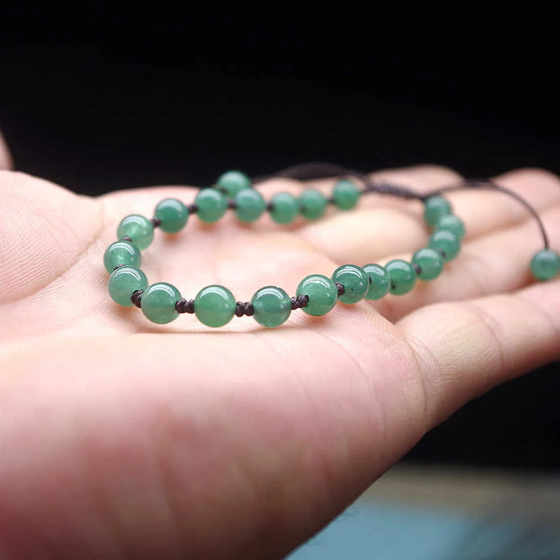 Natural Jade Emerald 6mm Beads Bracelet Bangle Woman Amulet