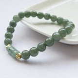 Jade Emerald 6mm Oil Green Bead Elastic Bracelet Bangle Luck Amulet