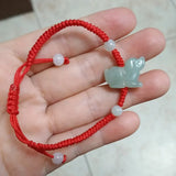 Jade Emerald Chinese Zodiac Bracelet Adjustable Bangle Charm