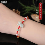 Jade Emerald Chinese Zodiac Hand Knotted Bracelet Luck Amulet