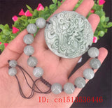 Lantian Jade Dragon Phoenix Tie Bracelet 12mm Beads Bangle Jewelry Woman