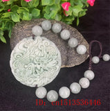 Lantian Jade Dragon Phoenix Tie Bracelet 12mm Beads Bangle Jewelry Woman