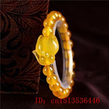 Pink Agate Chalcedony Fox Bracelet Hand-Carved Healing